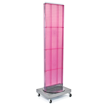 Azar Displays Two-Sided Pegboard Floor Display on Revolving Wheeled Base. Spinner Rack Stand. 700253-PNK